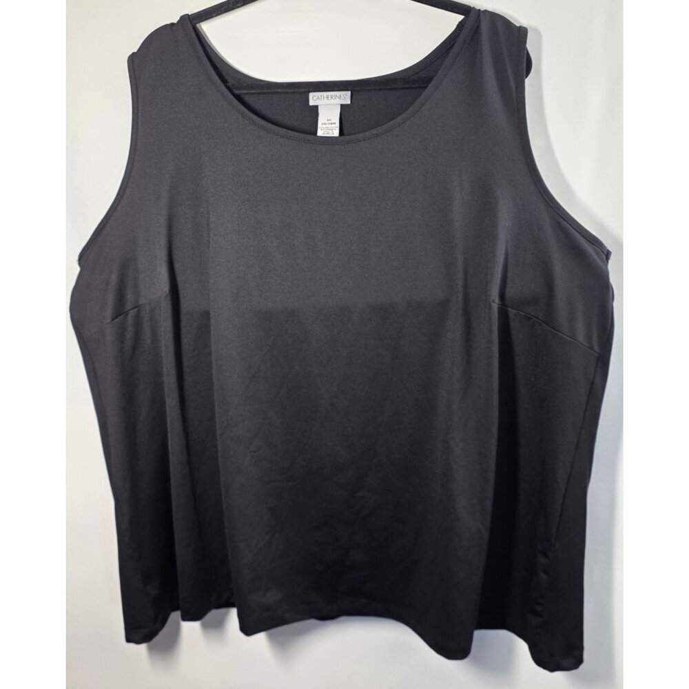Catherines Tank Top Plus Size 3X‎ 26 28 W Black Sleeveless Blouse Shirt Stretch